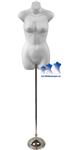 Female 3/4 Form, White with Tall adjustable Mannequin Stand, 8" Trumpet Base